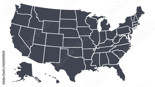 Simplified Vector Illustration of the United States of America Map.