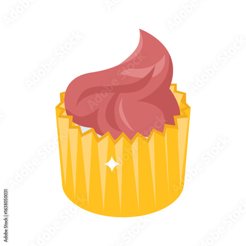 A modern 3d style icon of frosted cupcake