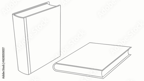 Two Simple Line Drawings of Closed Books.