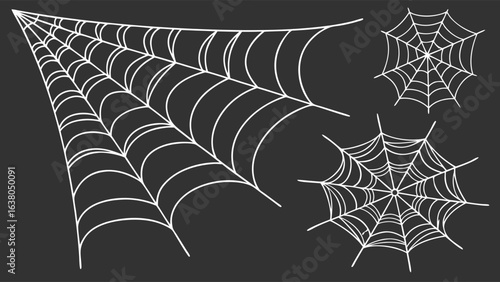 Various White Spider Web Designs for Halloween and Spooky Themes.