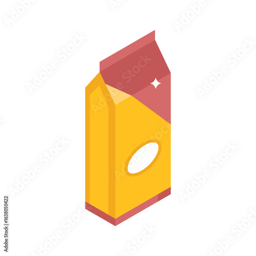 Sleek 3d style icon of milk packet carton