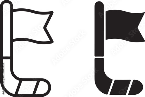 Vector Icon Set: Snorkel with Flag, Line and Solid Symbol Designs