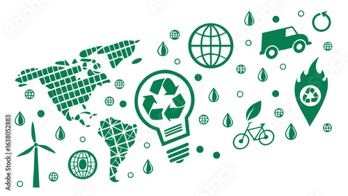 Global Sustainability Icons on a White Background.