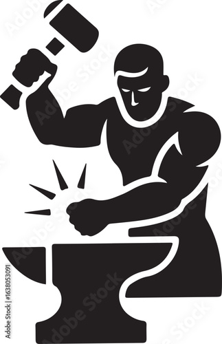 Wallpaper Mural Blacksmith hammering silhouette vector illustration design Torontodigital.ca