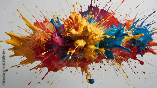 Explosive Symphony of Color: A captivating burst of vibrant hues explodes in a dynamic display of artistic energy. Capturing the pure energy of color.