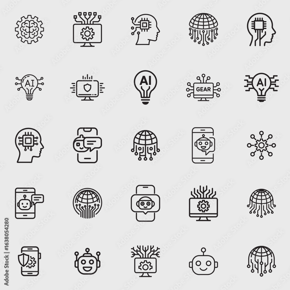 Fototapeta premium Collection of Artificial Intelligence and Technology Icons.