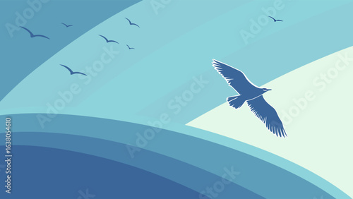 Soaring Seagull Against a Pastel Sky.