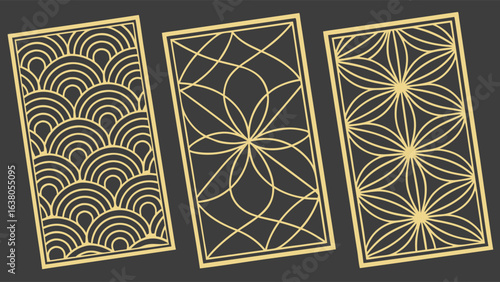 Three Decorative Panel Designs with Intricate Patterns 1.