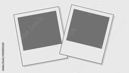 Two Empty Polaroid Photo Frames Layered.