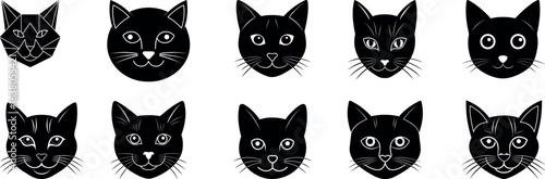 Cat Face Silhouette Vector Graphic Pack