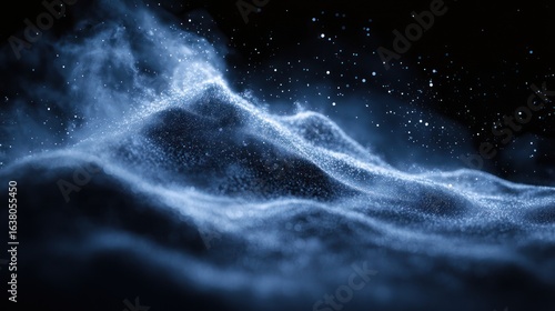 Wallpaper Mural Abstract digital landscape, swirling dust mountains, starry night background, futuristic Torontodigital.ca