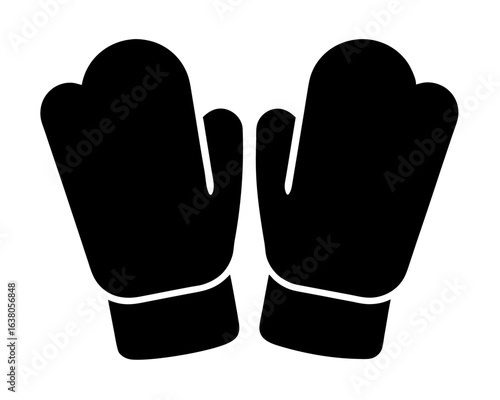 Pair of Black Winter Mittens Isolated on White Background for Warmth