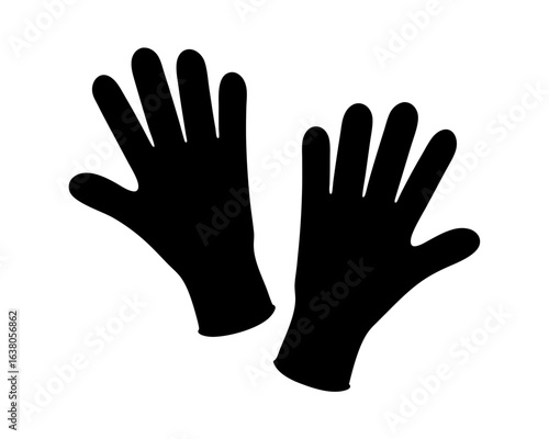 Black Silhouette of Two Gloves on a White Background Illustration Graphic