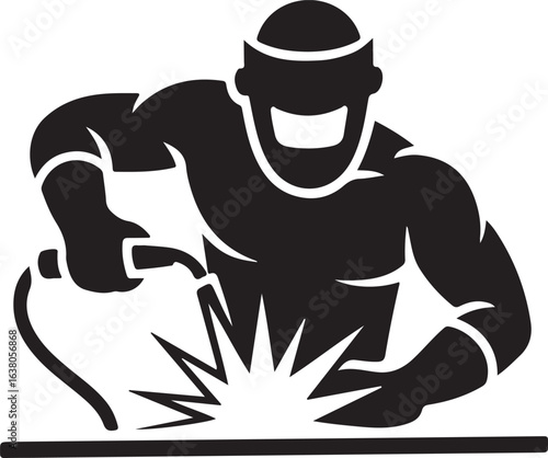 Man welding metal silhouette vector illustration design
