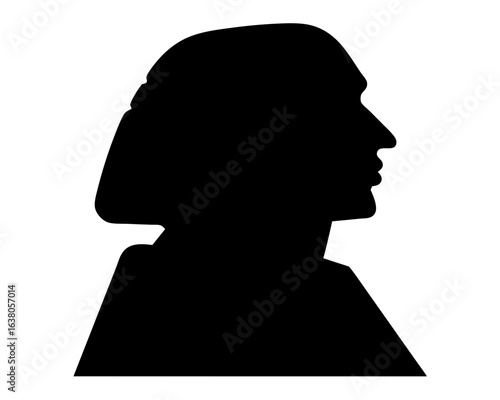 Silhouette of a Renaissance Figure in a Classic Profile View, Black Image
