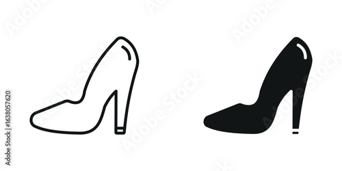 Minimalist heel icon with a sleek high-heeled shoe design, ideal for fashion, footwear, and style-related projects.