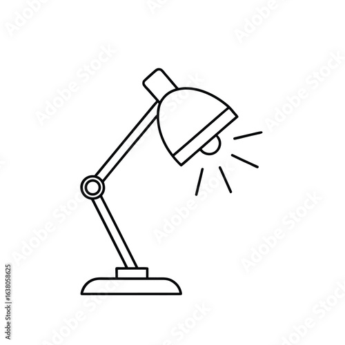 Minimalist Line Art of Adjustable Desk Lamp with Illuminated Bulb