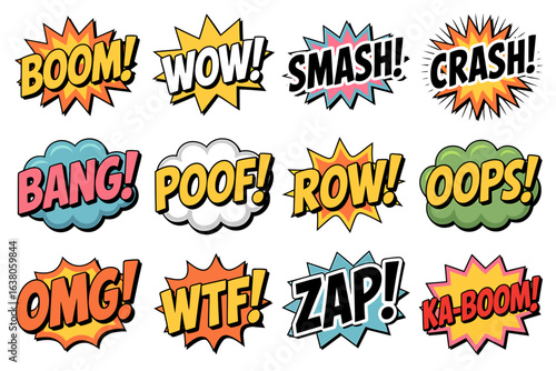 vector illustration collection of comic book sound effects and exclamations