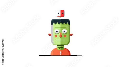 Halloween Bolted-Head Monster Vector Art – Creepy Cartoon Character for October Holiday Graphics