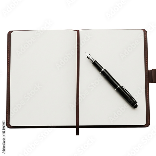 Wallpaper Mural Open notebook with black fountain pen resting on blank page isolated on transparent background Torontodigital.ca