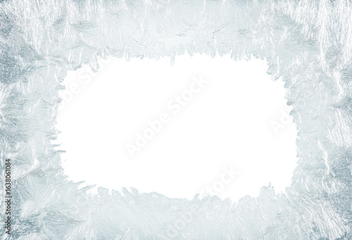 Fényképezés Beautiful ice frost patterns arranged as frame with out background png file