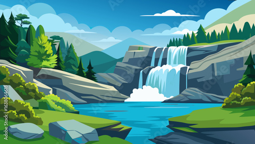 mountain landscape with lake