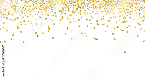 Falling golden confetti background isolated PNG with Transparent Background