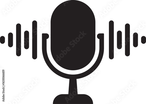 Captivating Sounds Black Line & Fill Vector Icon.microphone mic icon, voice icon symbol buttons. Microphone icon.Retro microphone sound waves audio recording.microphone set silhouette vector 