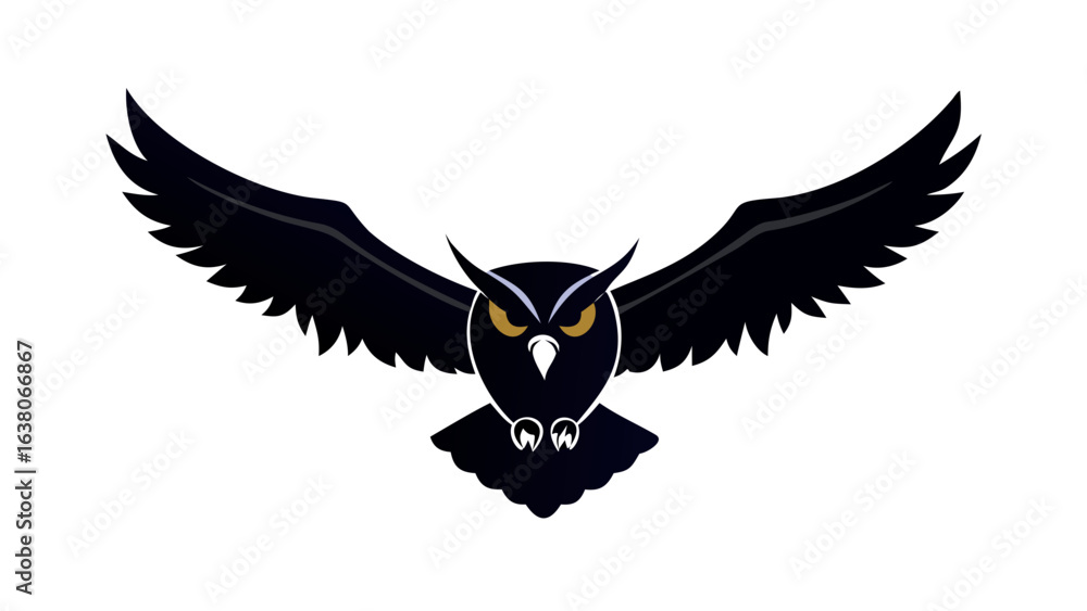 Obraz premium Soaring Owl Vector Icon – Silent Night Flight SVG