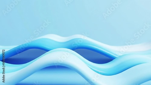 Clean Blue 3D Abstract Waves Flowing on a Minimalist Background Video