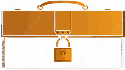 Orange briefcase with lock illustration