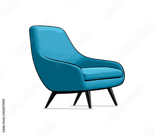 Teal modern armchair illustration