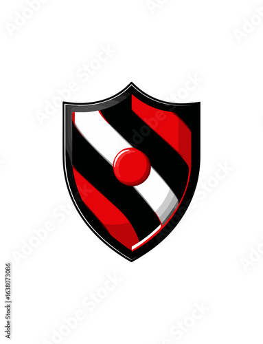 Red white black shield design graphic illustration