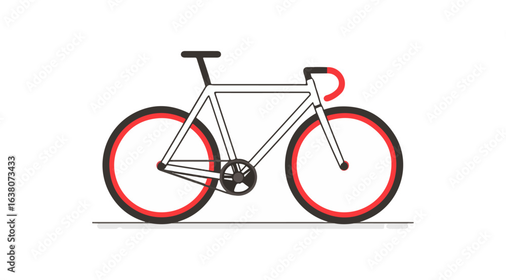 Fototapeta premium White bicycle with red rims illustration