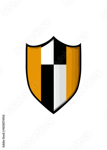 Orange and white striped shield graphic design Free Download Orange and white striped shield graphic design - GFXLoad