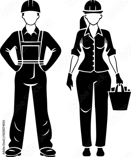 Skilled construction workers ready for building projects and site management