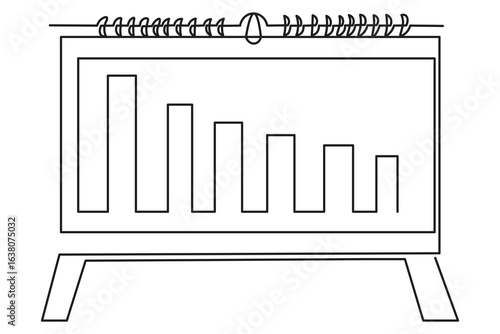 One line sketch of flip calendar with bent page and spiral binding minimal black outline vector