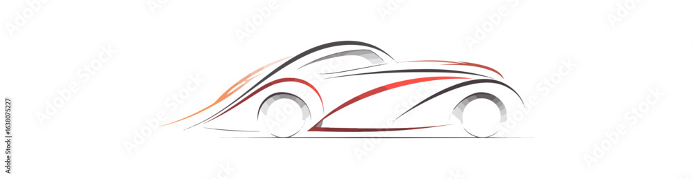 Fototapeta premium Vintage car illustration colorful side view graphic
