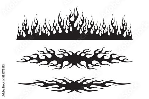 Tribal Flames Silhouette Vector Set for Tattoo and Racing 