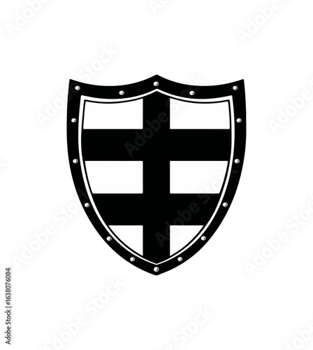 Simple black and white shield icon