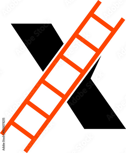 letter x with ladder or stairs indusrial repair tool service abstract monogram vector logo template