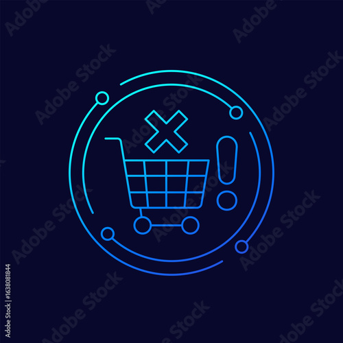 abandoned cart icon, linear design