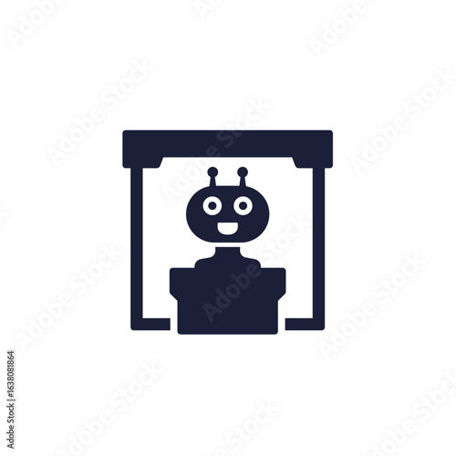 booth icon, exhibition stand and a robot