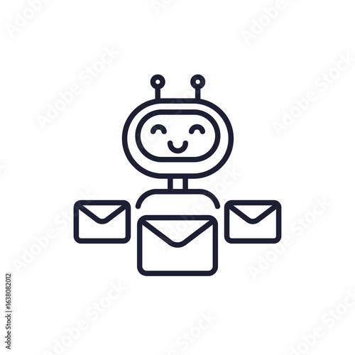 email automation line icon with a robot