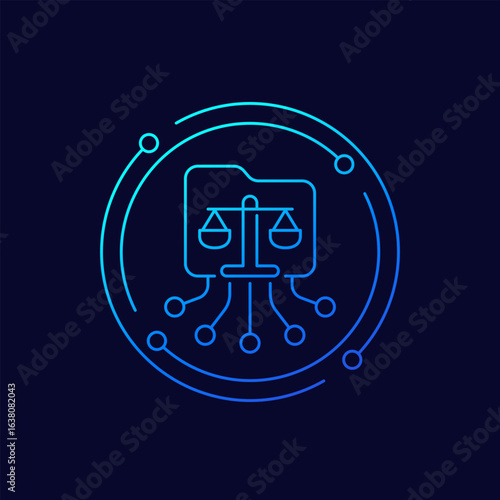 legal case icon with folder, linear design
