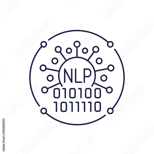 NLP icon in line design, Natural Language Processing