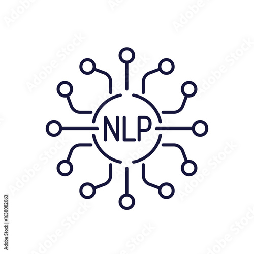 NLP icon, Natural Language Processing line vector