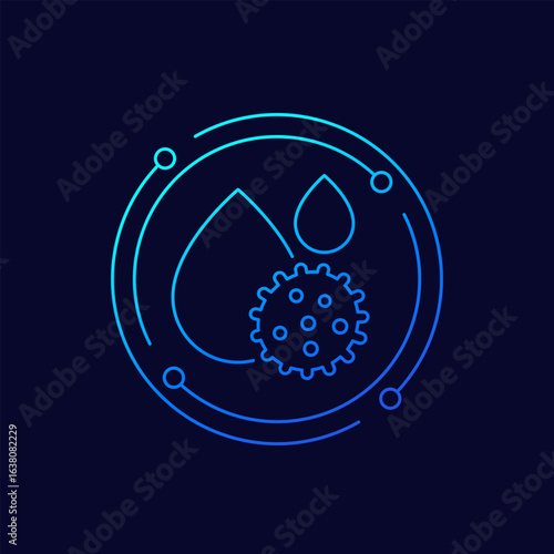 waterborne pathogenic bacteria icon, line vector design