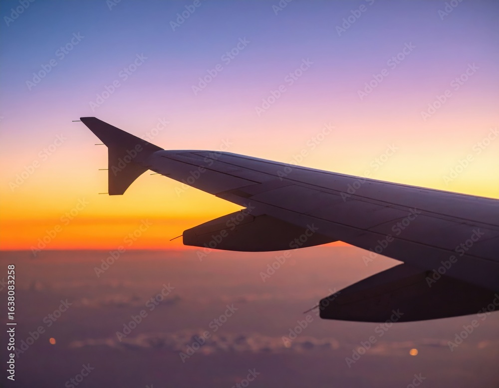 Obraz premium Airplane Wing At Sunset