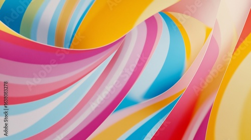 Abstract dynamic graphic design pattern with vibrant flowing multicolored waves and curves